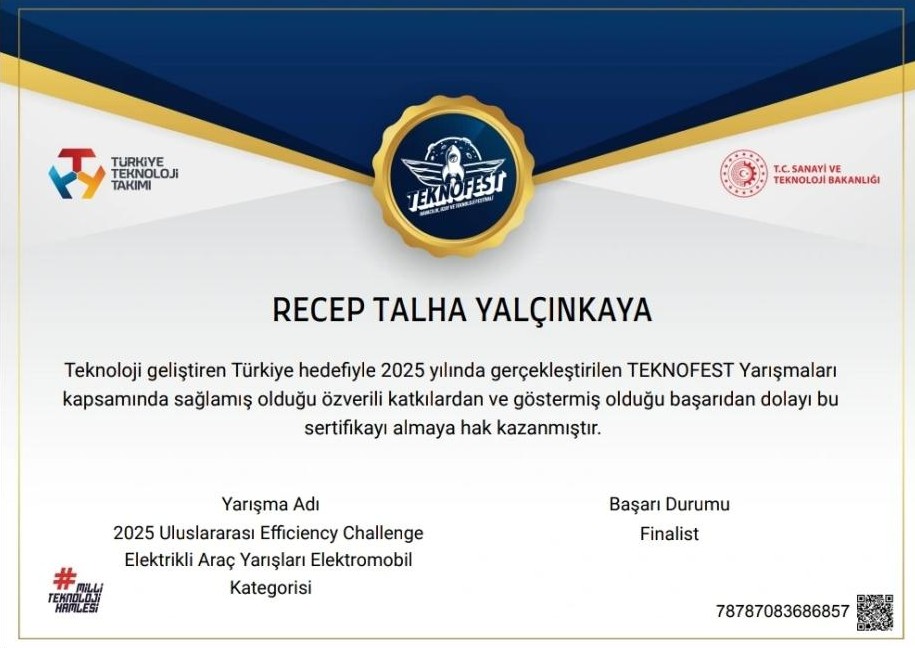 TEKNOFEST Certificate